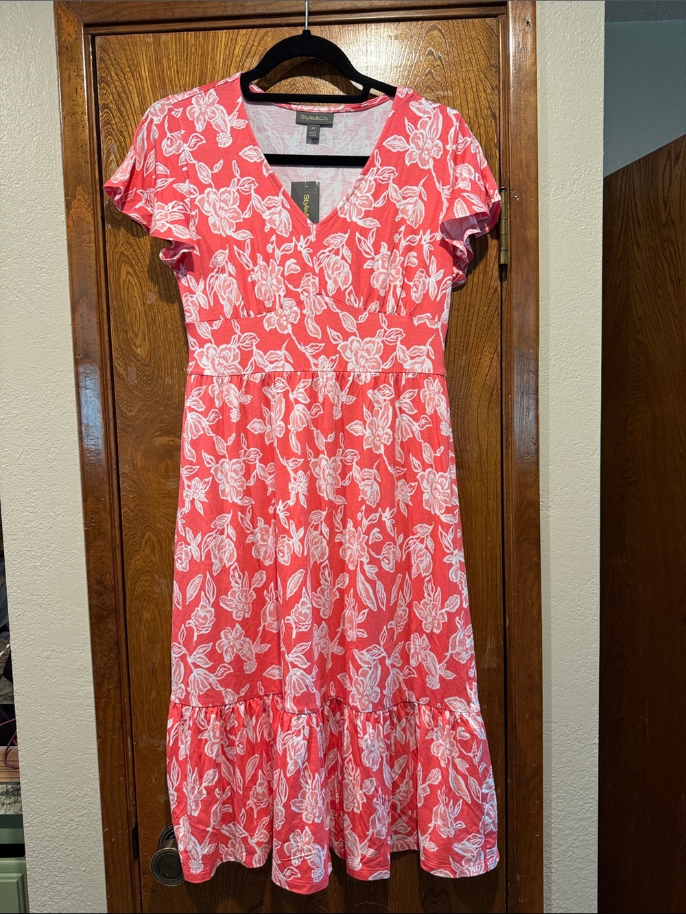 Style & CO Petite Small Pink Floral Dress